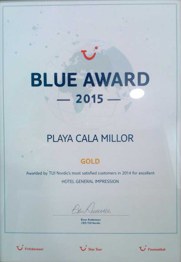 Protur Playa Cala Millor Hotel Blue Award 2015